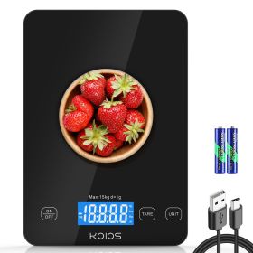 KOIOS Food Scale, 33lb/15kg Digital Kitchen Scale Grams and Ounces for Cooking Baking, 1g/0.1oz Precise Graduation, Type-C Charging, Tare Functio