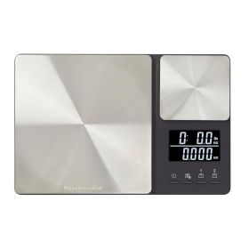 KQ909 Dual Platform Digital Kitchen and Food Scale, 11 pound capacity and Precision 16oz capacity, Black with Stainless Steel