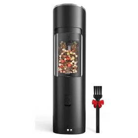 ggElectric Salt And Pepper Grinder Automatic Gravity Sensor Battery Powered Salt Mill LED Indicator Adjustable Coarseness One Hand Easy Operation (Color: Black)