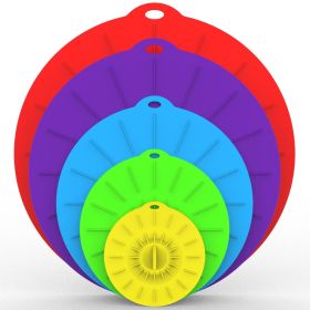 5pcs Silicone Fresh-keeping Cover; Microwave Oven Heating Cover; Food Dust-proof Splash-proof Bowl Cover Set; Kitchen Supplies (Color: C)